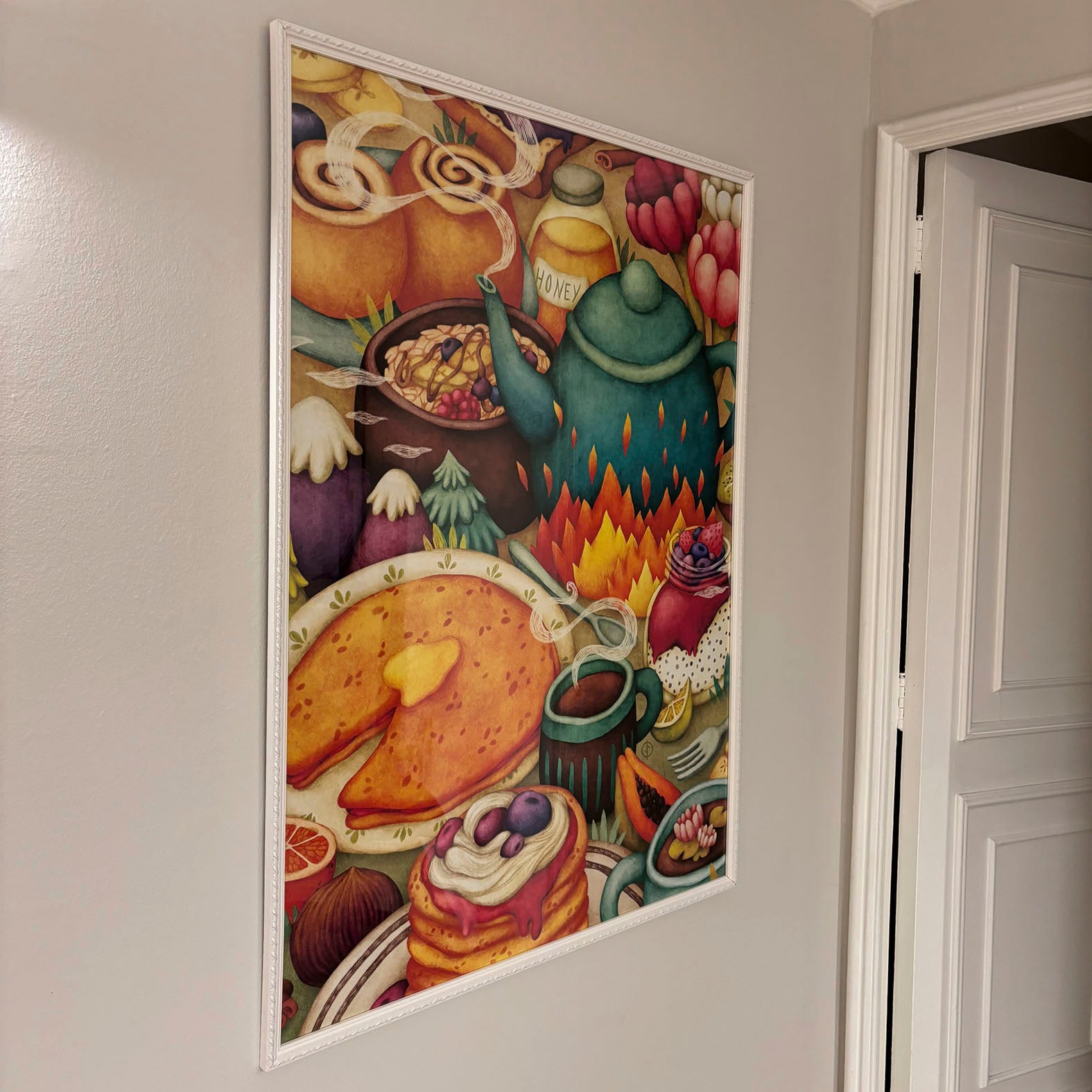 Breakfast by Olga Lychkova Art Adhesive Poster - Repositionable and Eco - Friendly - Pasquín