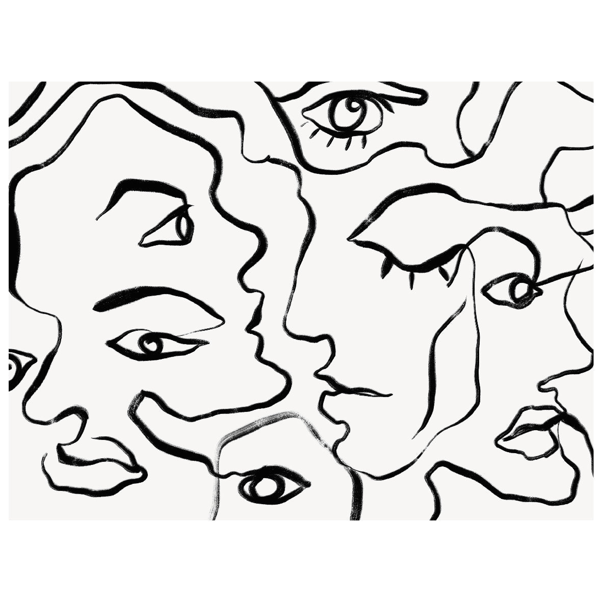 Decorative "Abstract face Black and White Design" Poster | High - Quality Print | Repositionable Adhesive - Pasquín