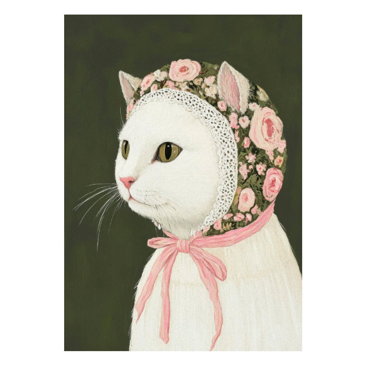 Decorative "Coquette Collection: Lady Cat with the Floral Hat" Posters | High - Quality Print | Repositionable Adhesive - Pasquín