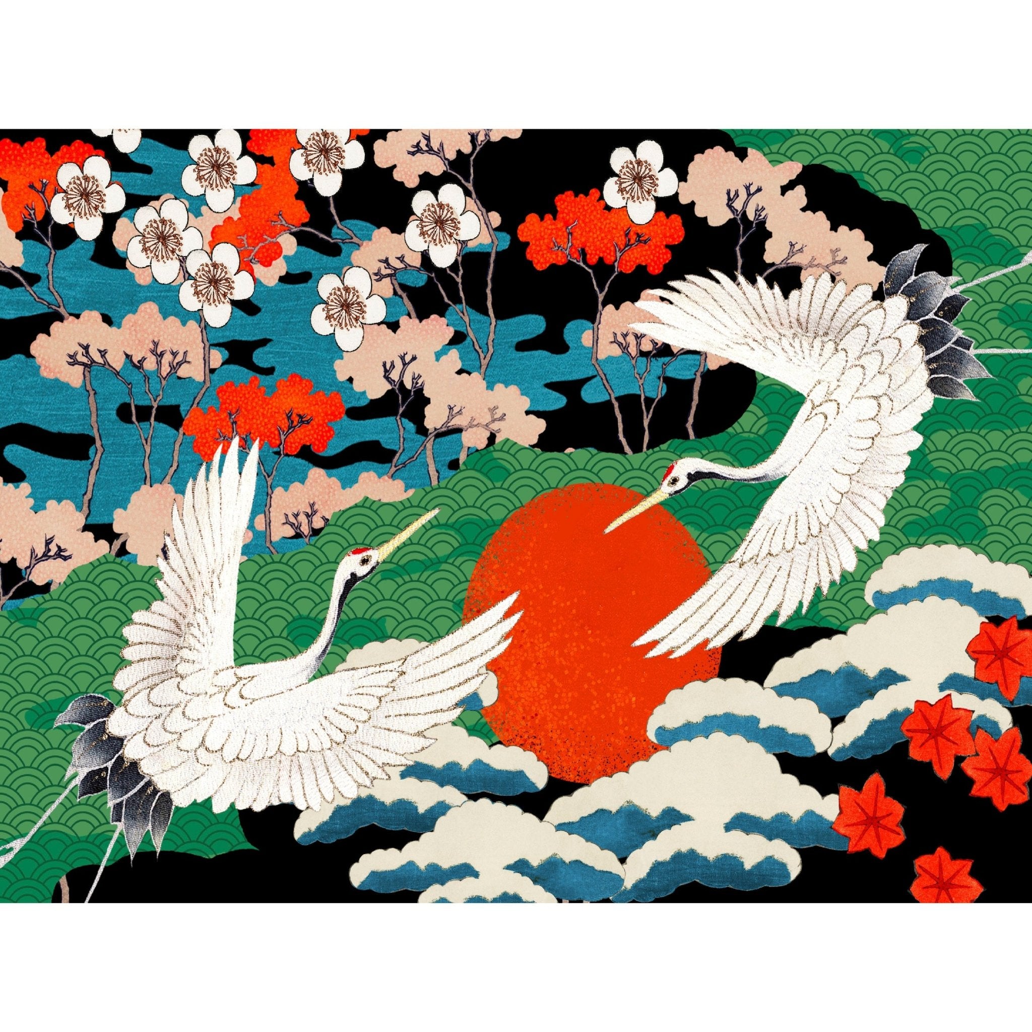 Decorative "Crane Wings in Japanese Style" Poster | High - Quality Print | Repositionable Adhesive - Pasquín