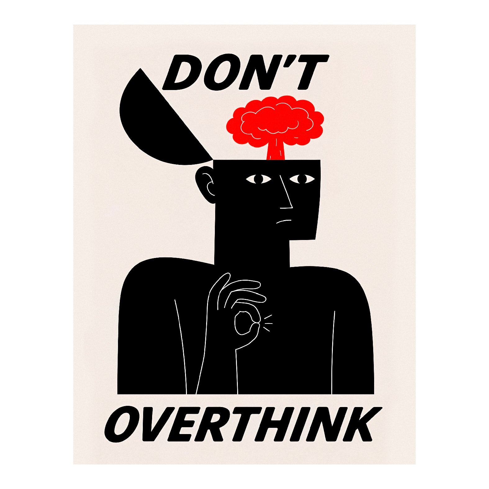 Decorative "Don't Overthink" Poster | High - Quality Print | Repositionable Adhesive - Pasquín