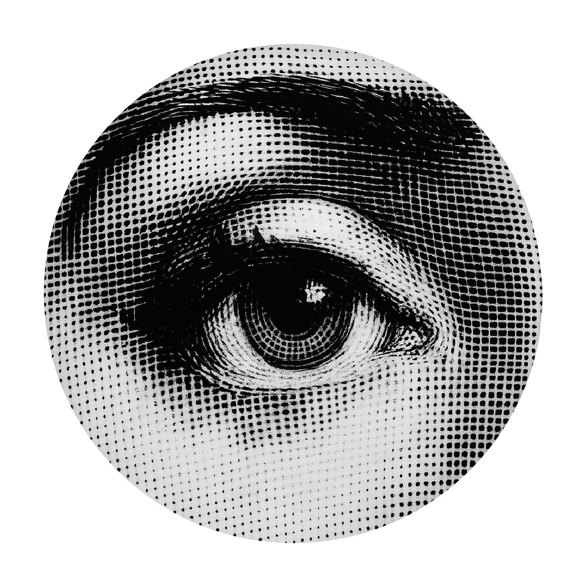 Decorative "Lina's Gaze (Round)" by P. Fornasetti Poster | High - Quality Print | Repositionable Adhesive - Pasquín