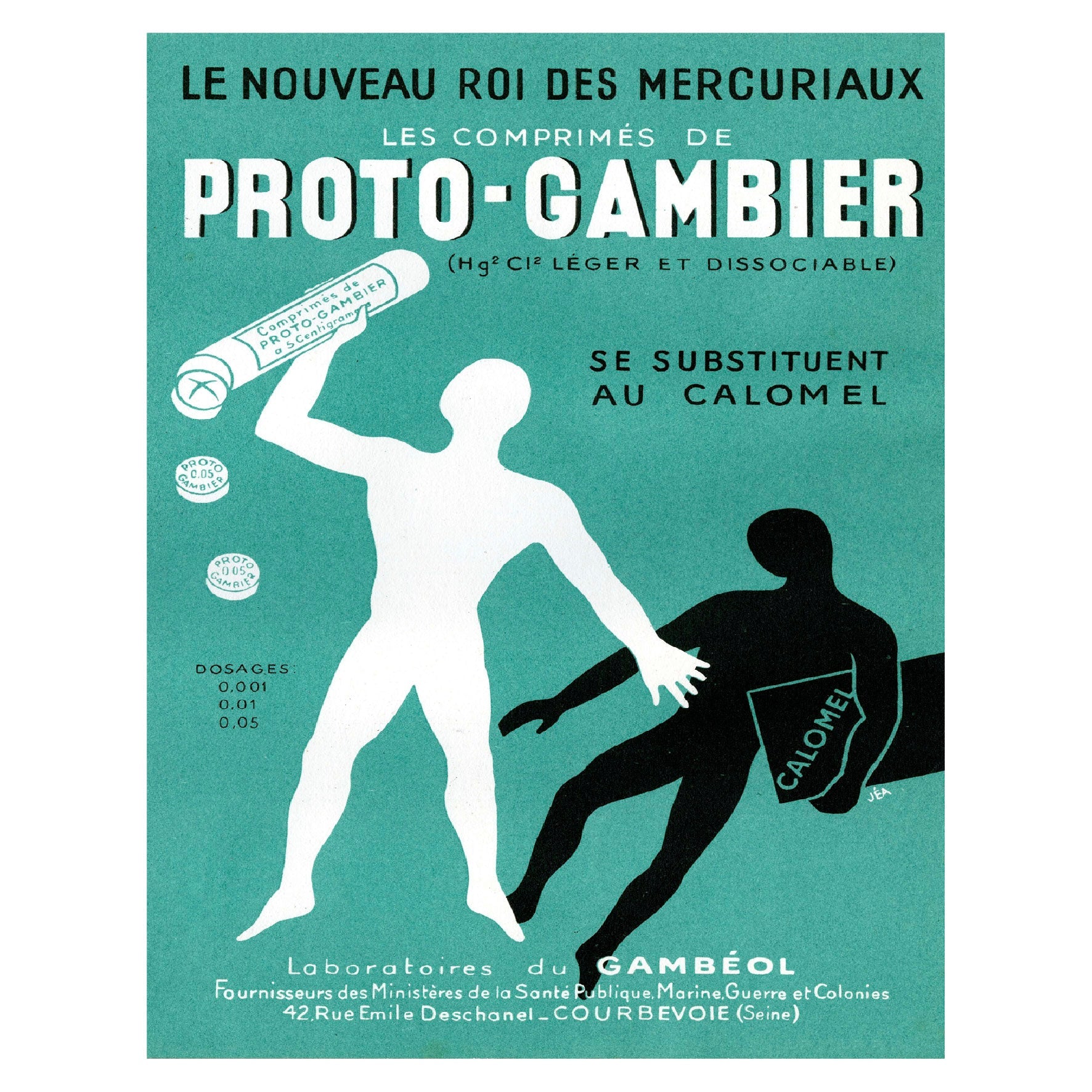 Decorative "Proto - Gambier (1910 - 1950)" by Laboratoires du Gambéol Poster | High - Quality Print | Repositionable Adhesive - Pasquín
