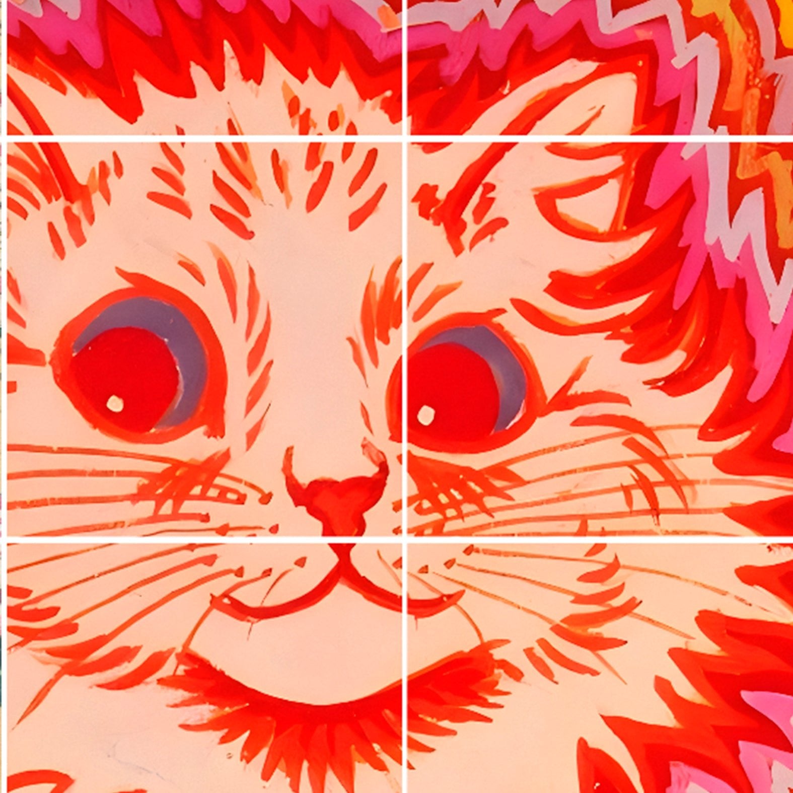 Decorative Removable Wall Tiles - Louis Wain "Cats" Design - Pasquín