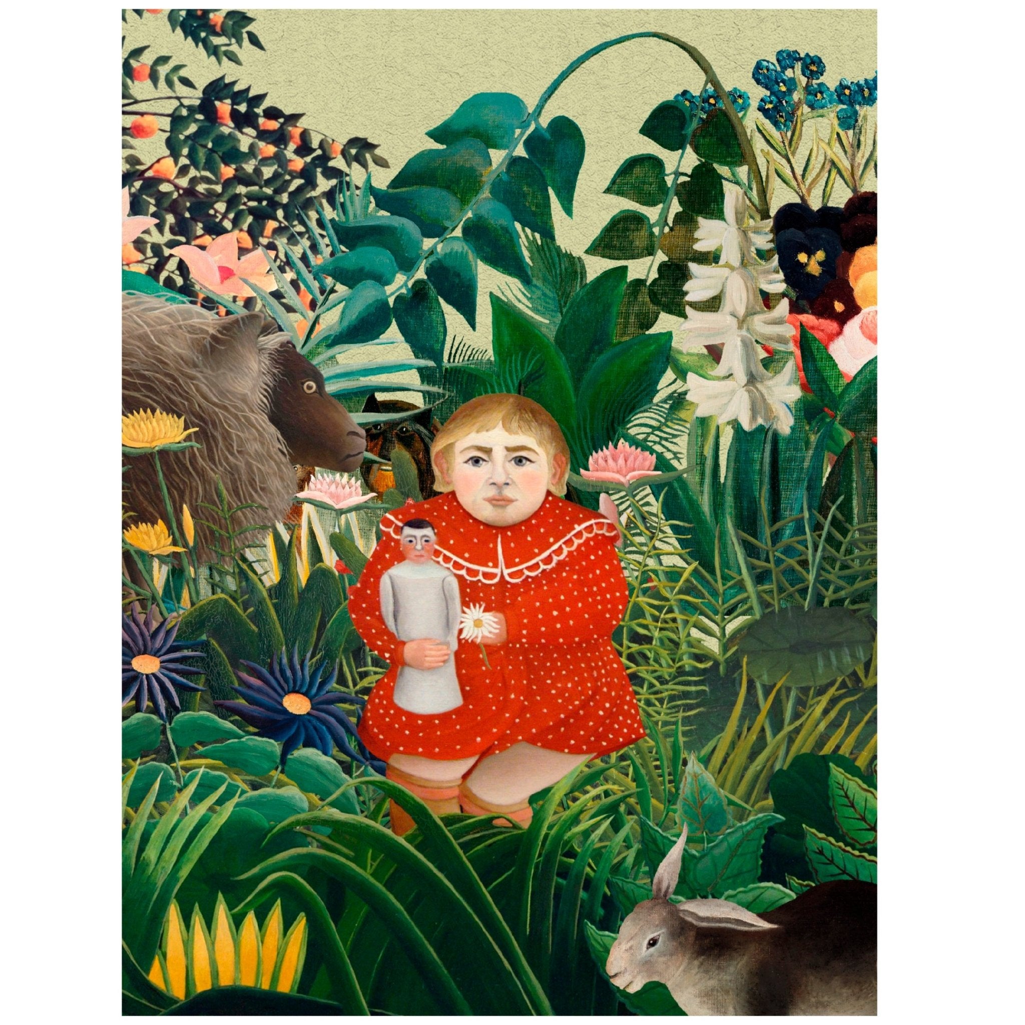 Decorative "The child with the Doll (Tropical Style)" by Henri Rosseau Poster | High - Quality Print | Repositionable Adhesive - Pasquín