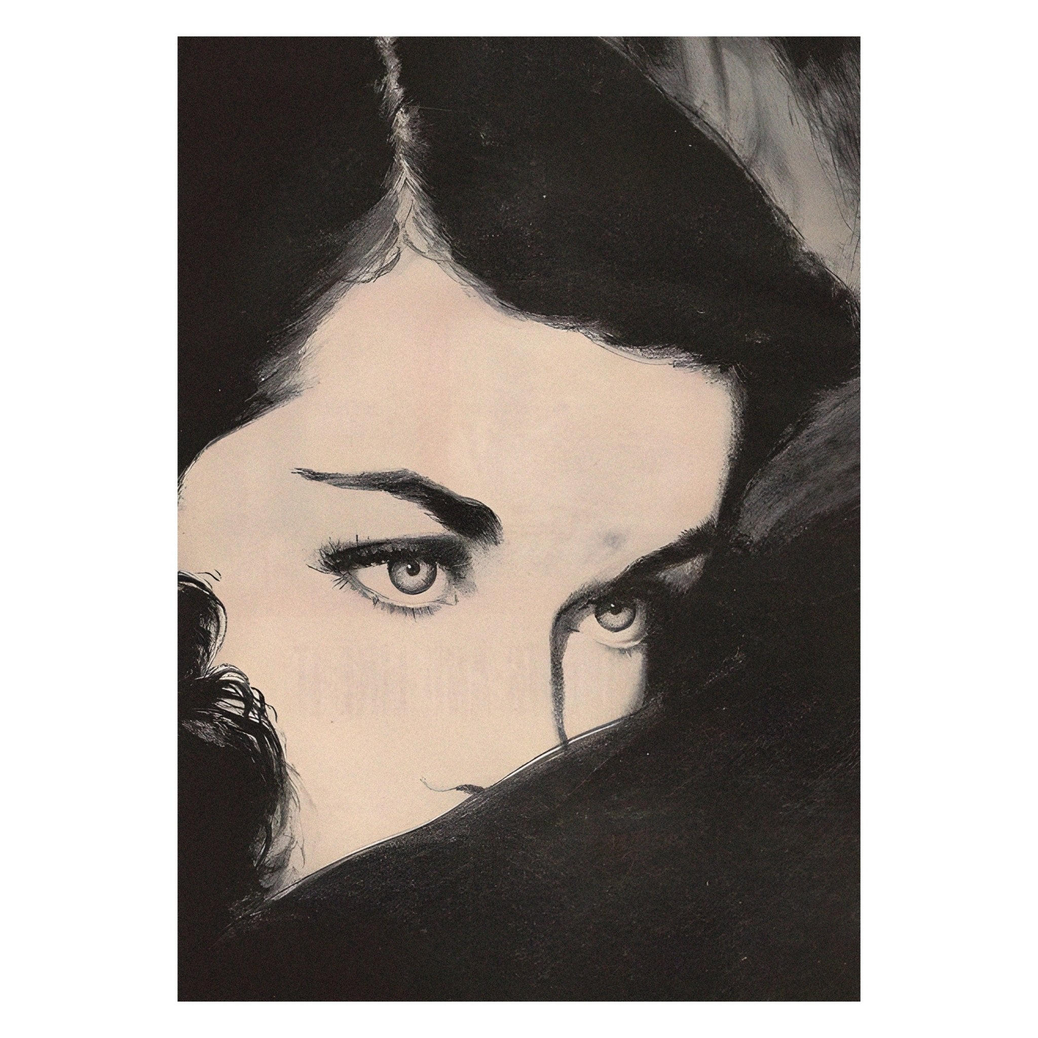 Decorative "The intense gaze of a vintage Woman" Poster | High - Quality Print | Repositionable Adhesive - Pasquín