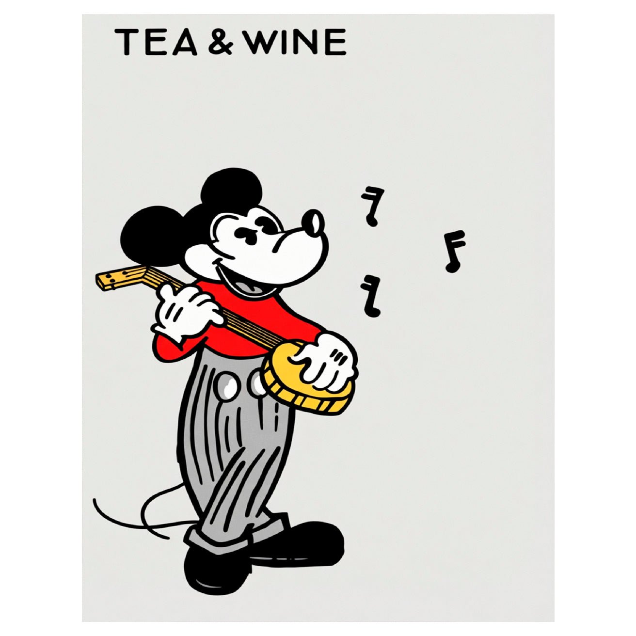 “Tea & Wine sign with a Mickey Mouse design " - Reusable Peel - and - Stick Poster - Pasquín