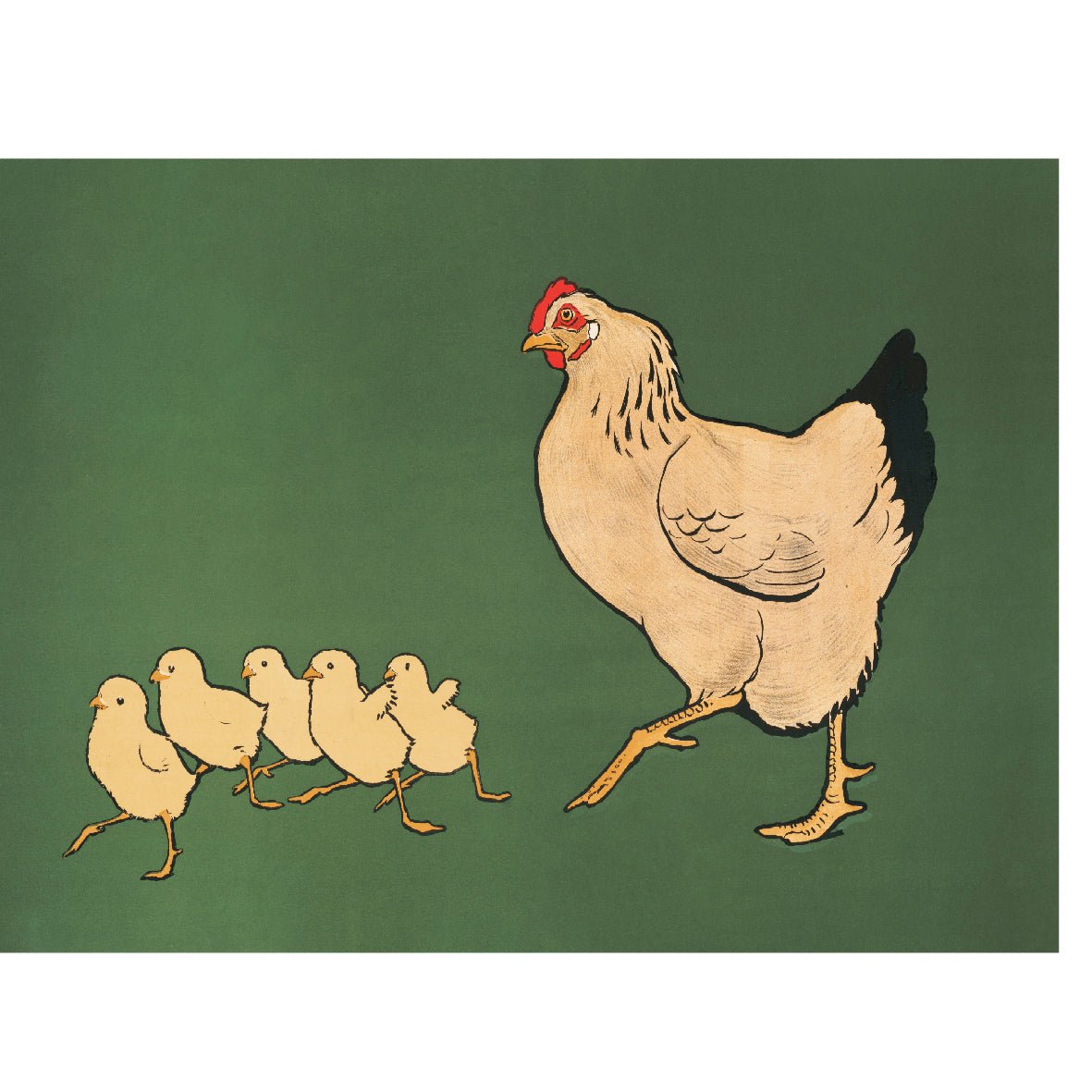 Decorative "Hen & chickens (1901)" Poster | High - Quality Print | Repositionable Adhesive - Pasquín
