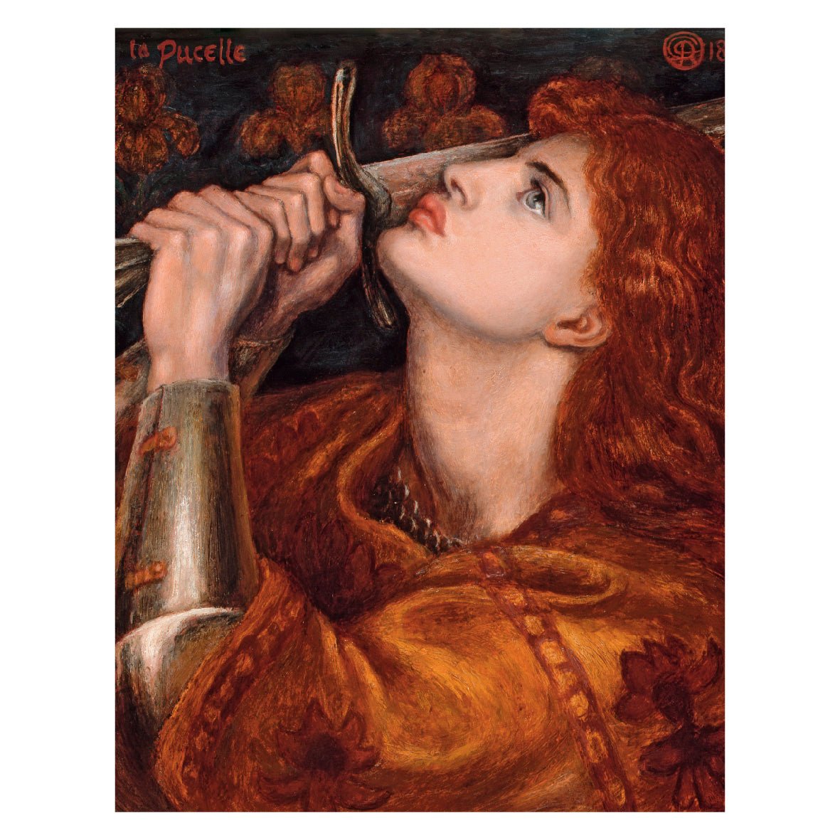 Decorative "Joan of Arc (1882)" by Dante Gabriel Rossetti Poster | High - Quality Print | Repositionable Adhesive - Pasquín