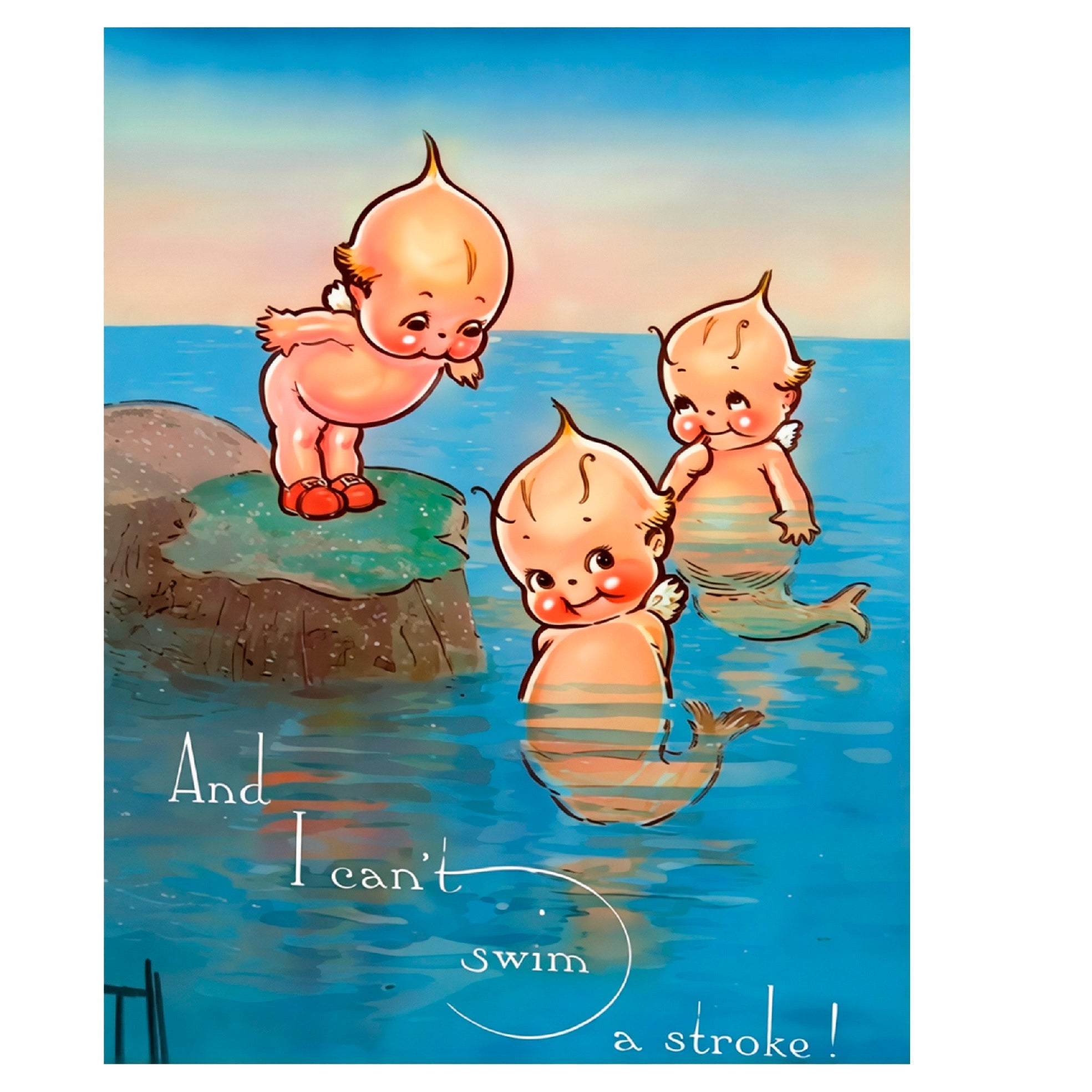 Decorative “Kewpies by the Sea” by Rose O'Neill Poster | High - Quality Print | Repositionable Adhesive - Pasquín
