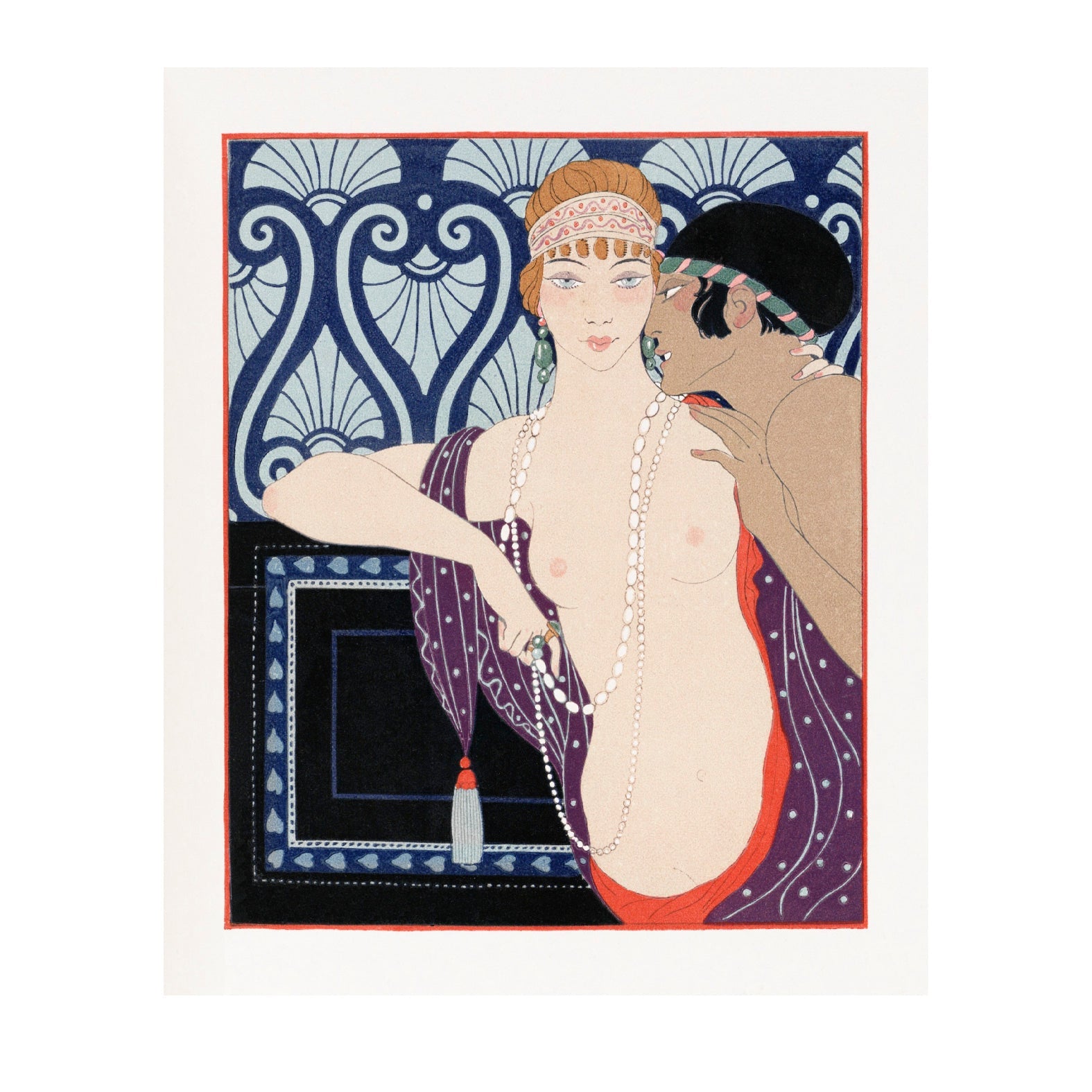Decorative "Les Trois Beautes de Mnasidika (1922)" by George Barbier Poster | High - Quality Print | Repositionable Adhesive - Pasquín