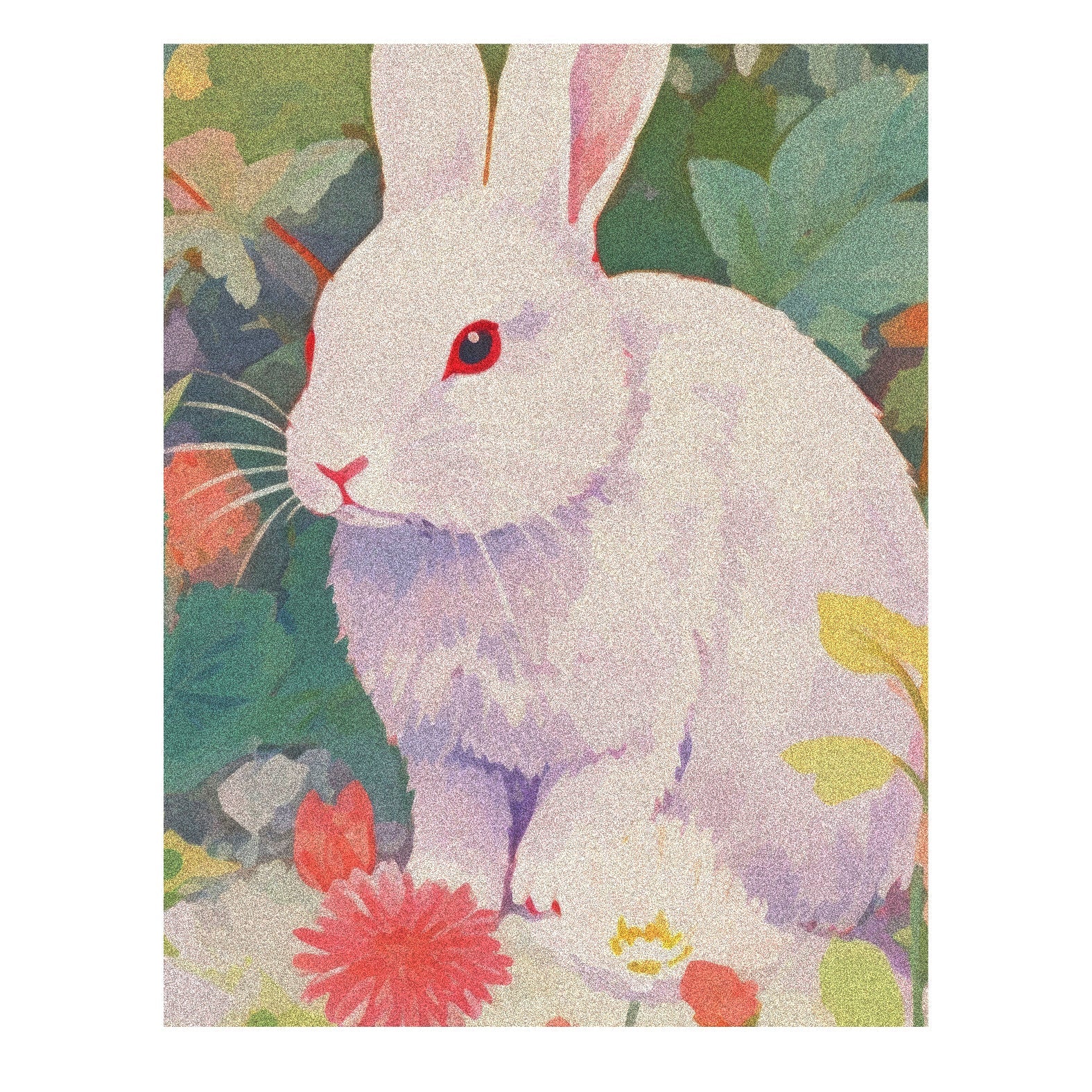 Decorative "Rabbit in a garden painting drawing rodent" Poster | High - Quality Print | Repositionable Adhesive - Pasquín