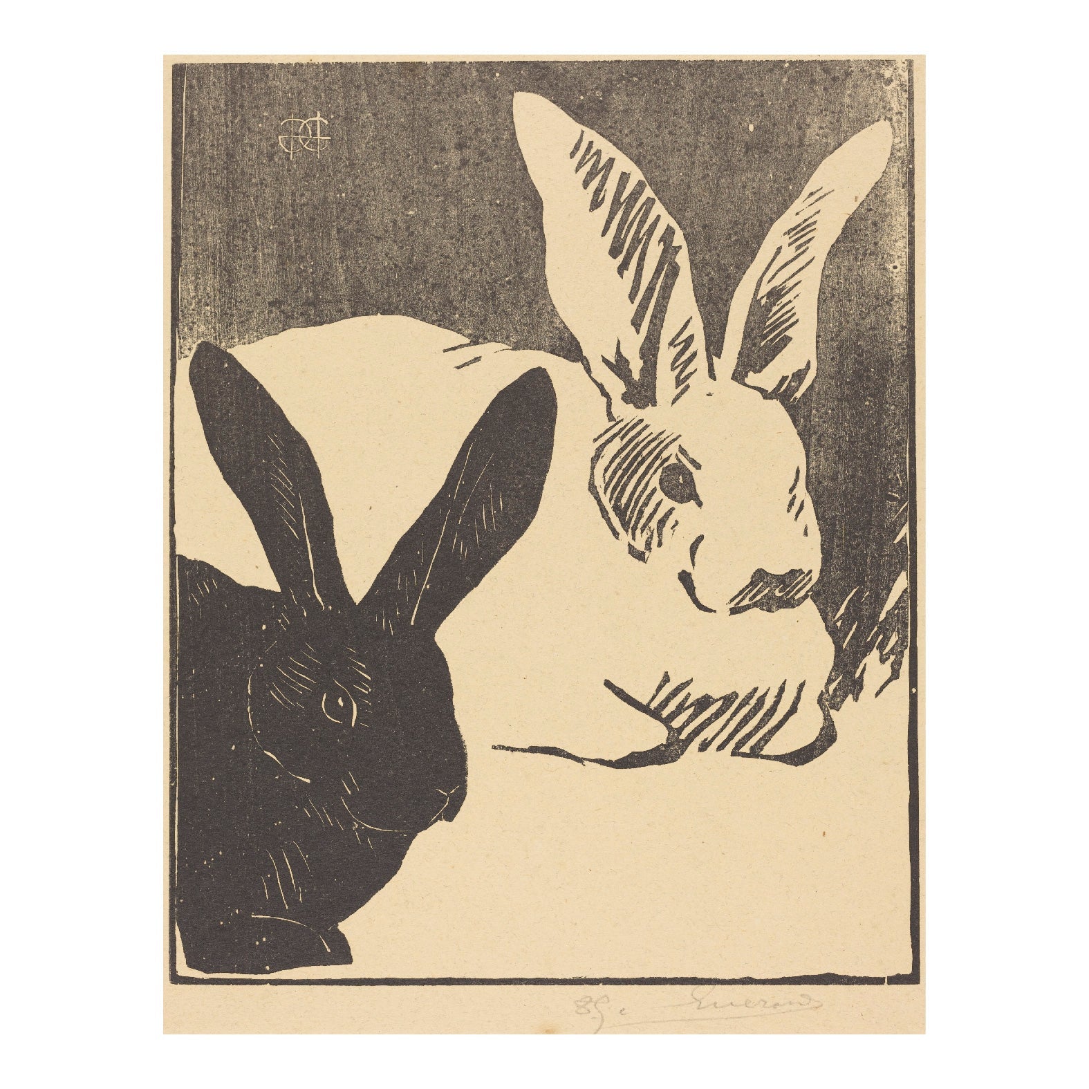 Decorative "Rabbits (Les Lapins) (1893)" by Henri Charles Guérard Poster | High - Quality Print | Repositionable Adhesive - Pasquín